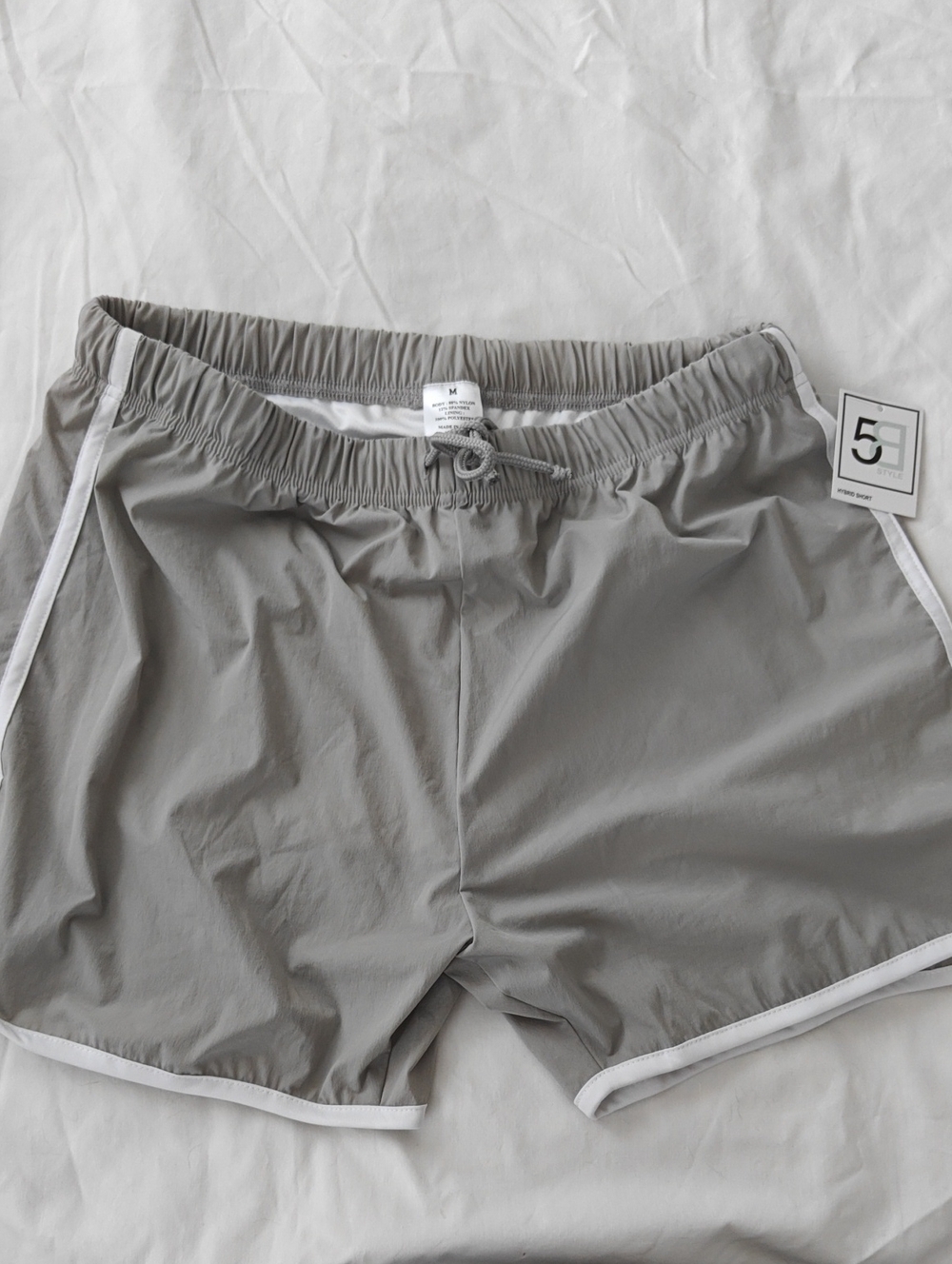 Gray Athletic Shorts with White Trim